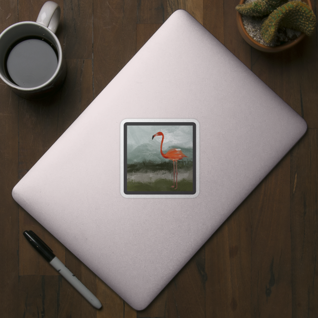 Flamingo in Swampland by morgandraws